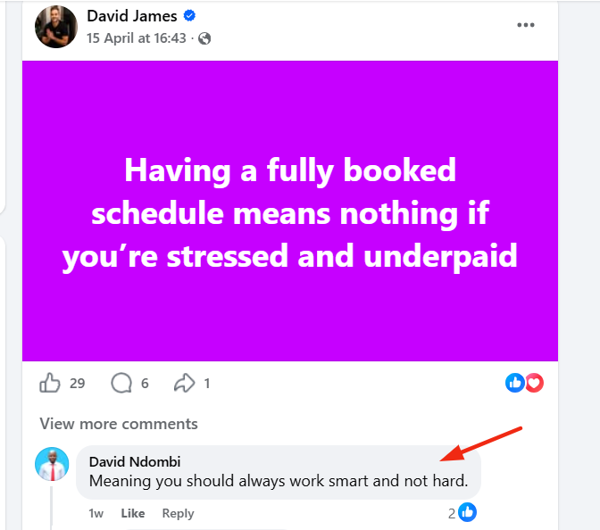 My reply to David Moerman's post about having a fully booked schedule.
