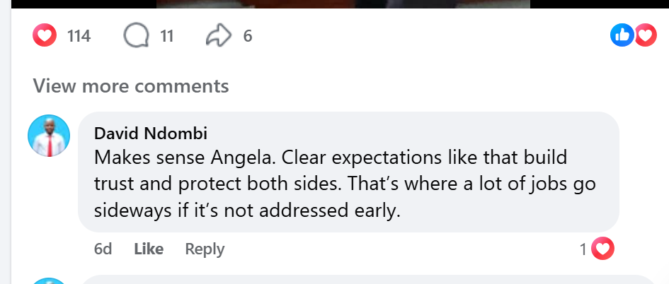 My reply to Angela Brown's post